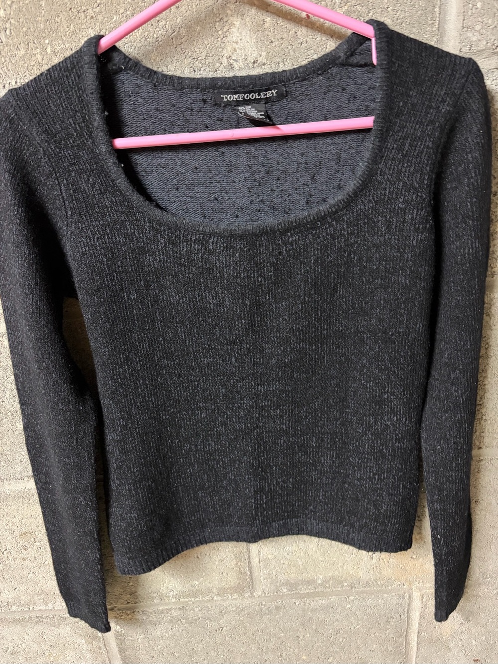 Women’s Tom Foolery Wool Silk & Angora Rabbit Fur Black Long Sleeve Sweater Sz S